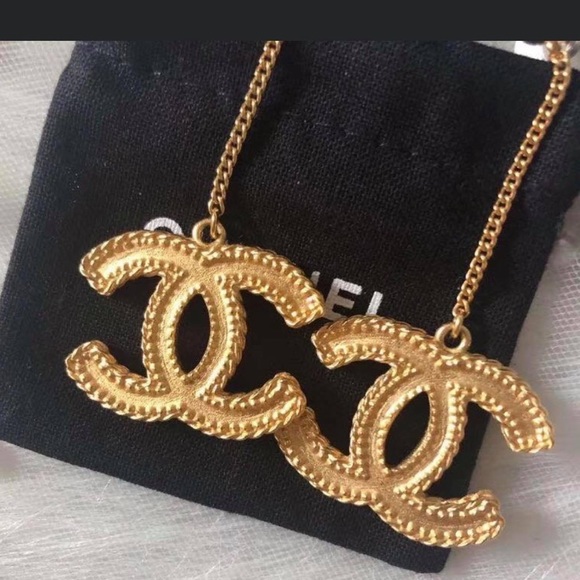 CHANEL Jewelry - CHANEL CC Drop Earrings Matte Gold